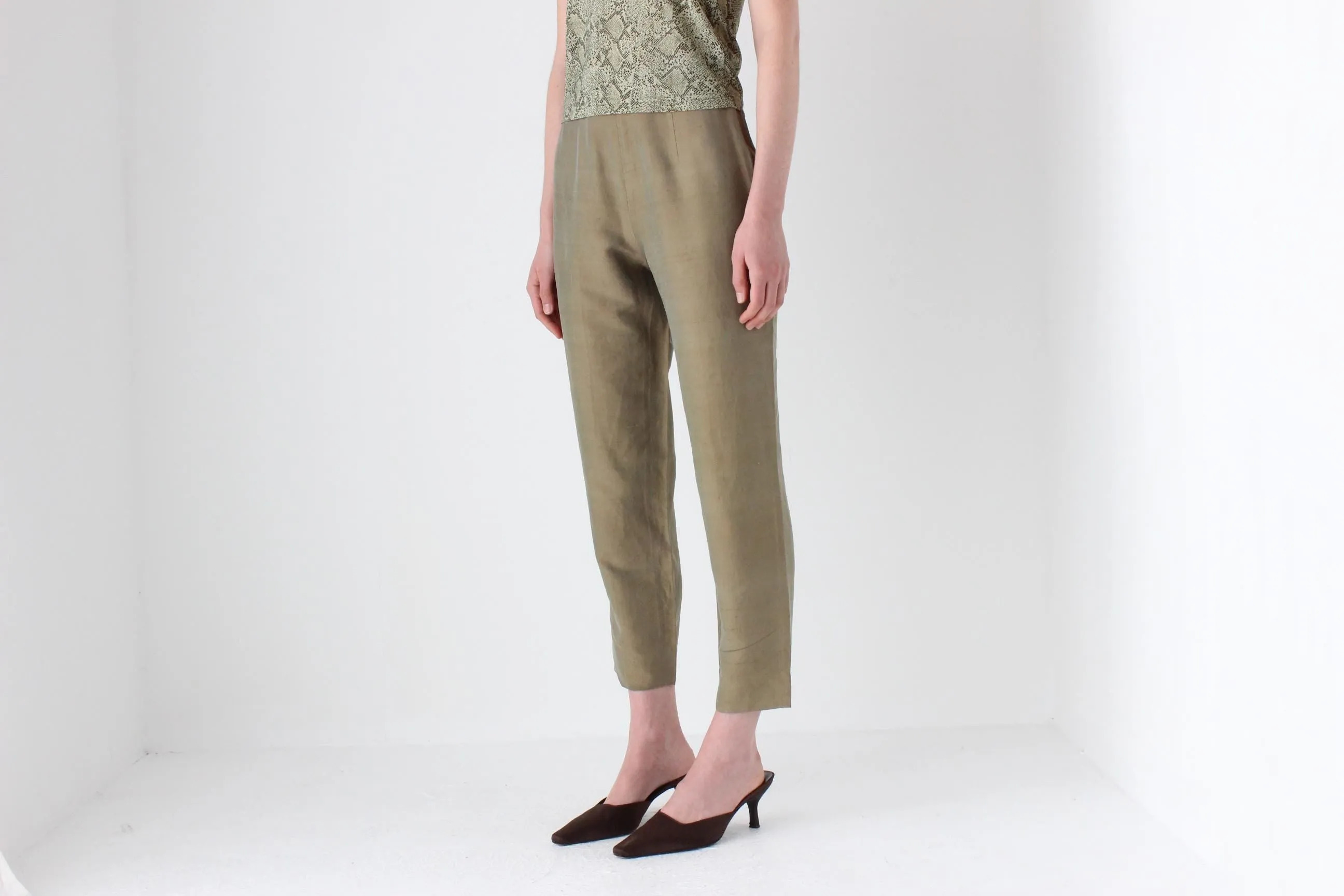 80s Italian Vintage Raw Silk Trousers