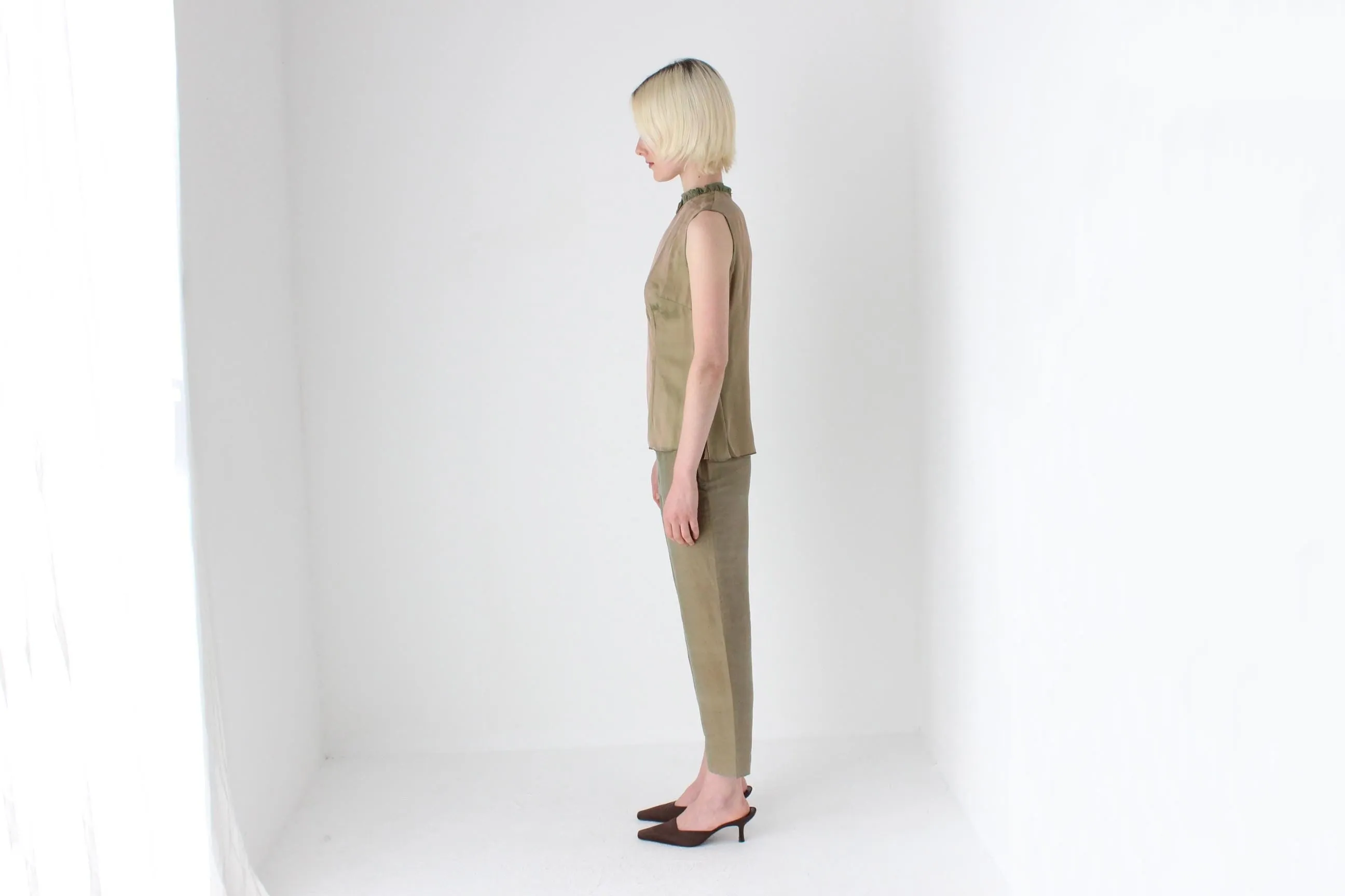 80s Italian Vintage Raw Silk Trousers