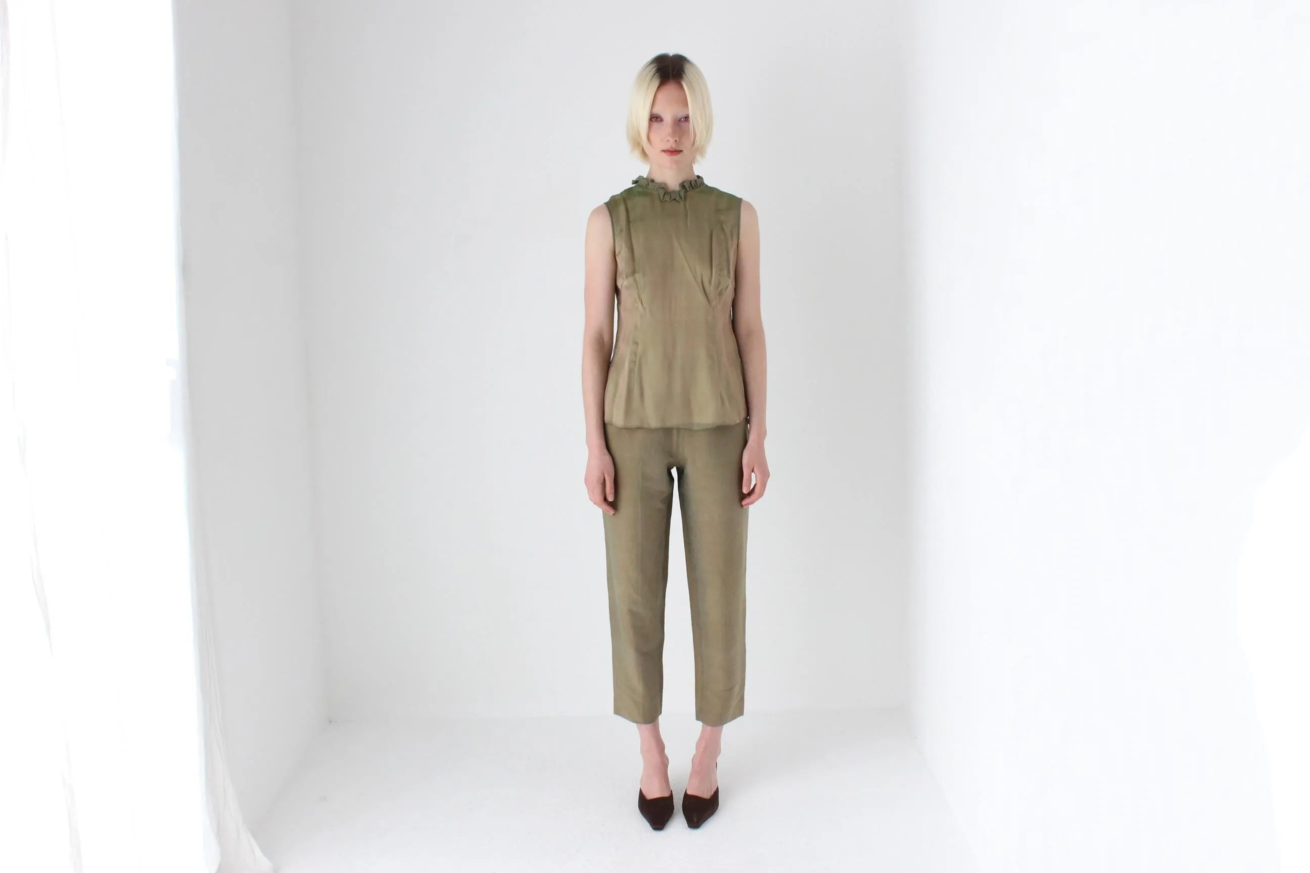80s Italian Vintage Raw Silk Trousers