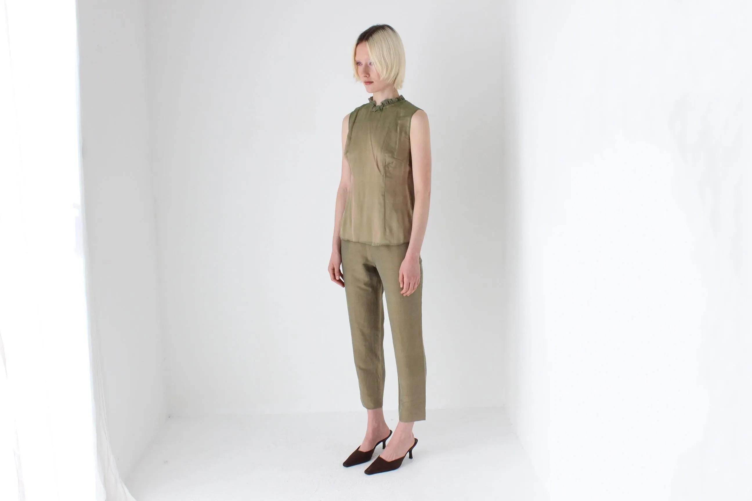 80s Italian Vintage Raw Silk Trousers