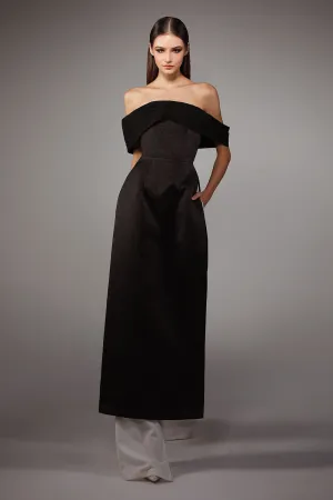 Bardot A-line Off-Shoulder Brocade Silk Floor Length Ao Dai