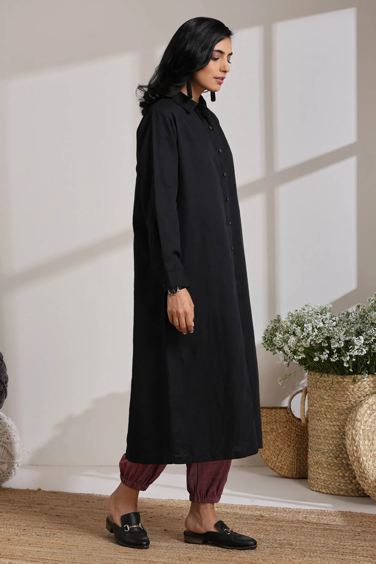 Black Cotton Tunic & Joggers