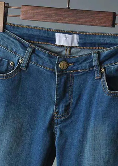 Boho Blue High Waist Slim Fit Denim Flared Trousers Summer LY4007