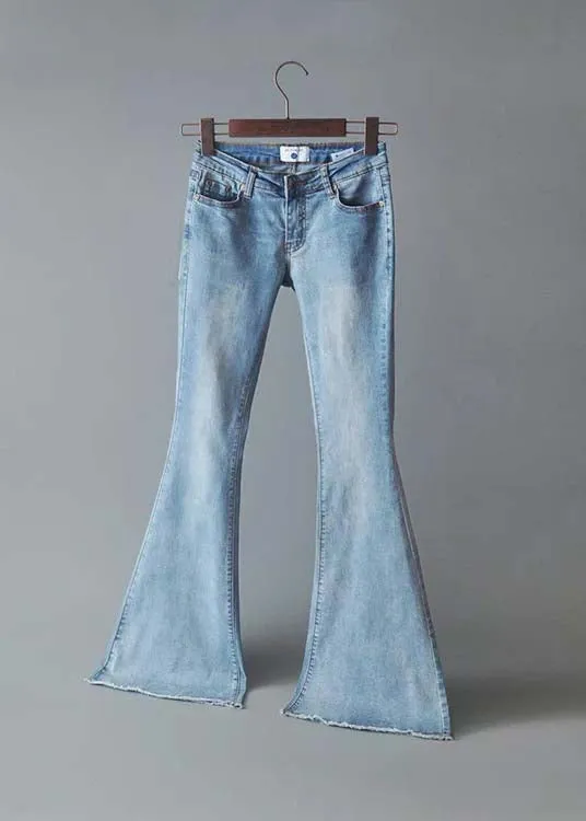 Boho Blue High Waist Slim Fit Denim Flared Trousers Summer LY4007