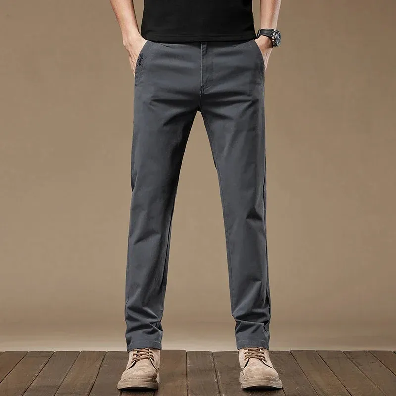 Business Casual Trousers Stretch Cotton Work Pants Formal Straight Pants
