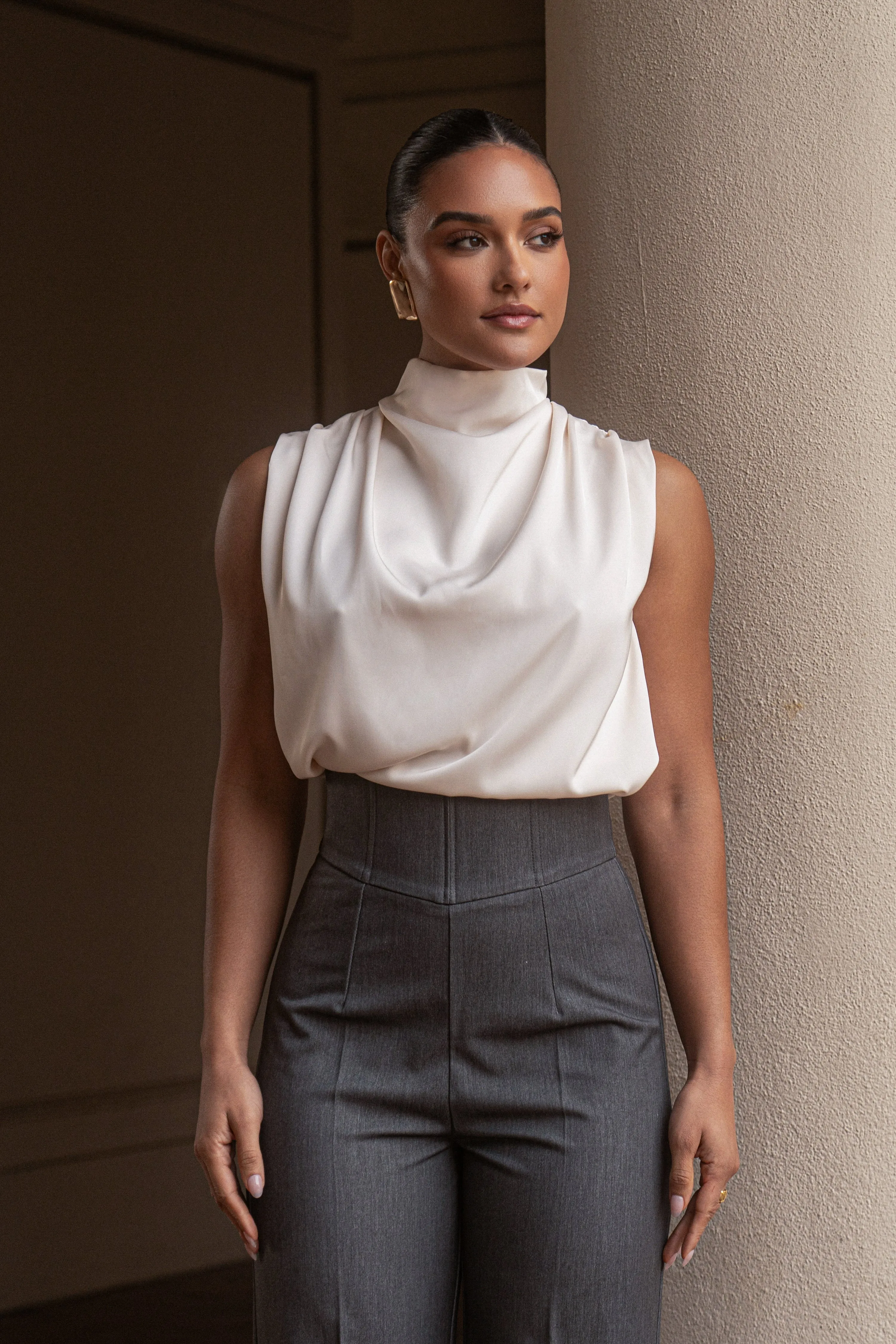 Buttercream Desiree Mock Neck Top