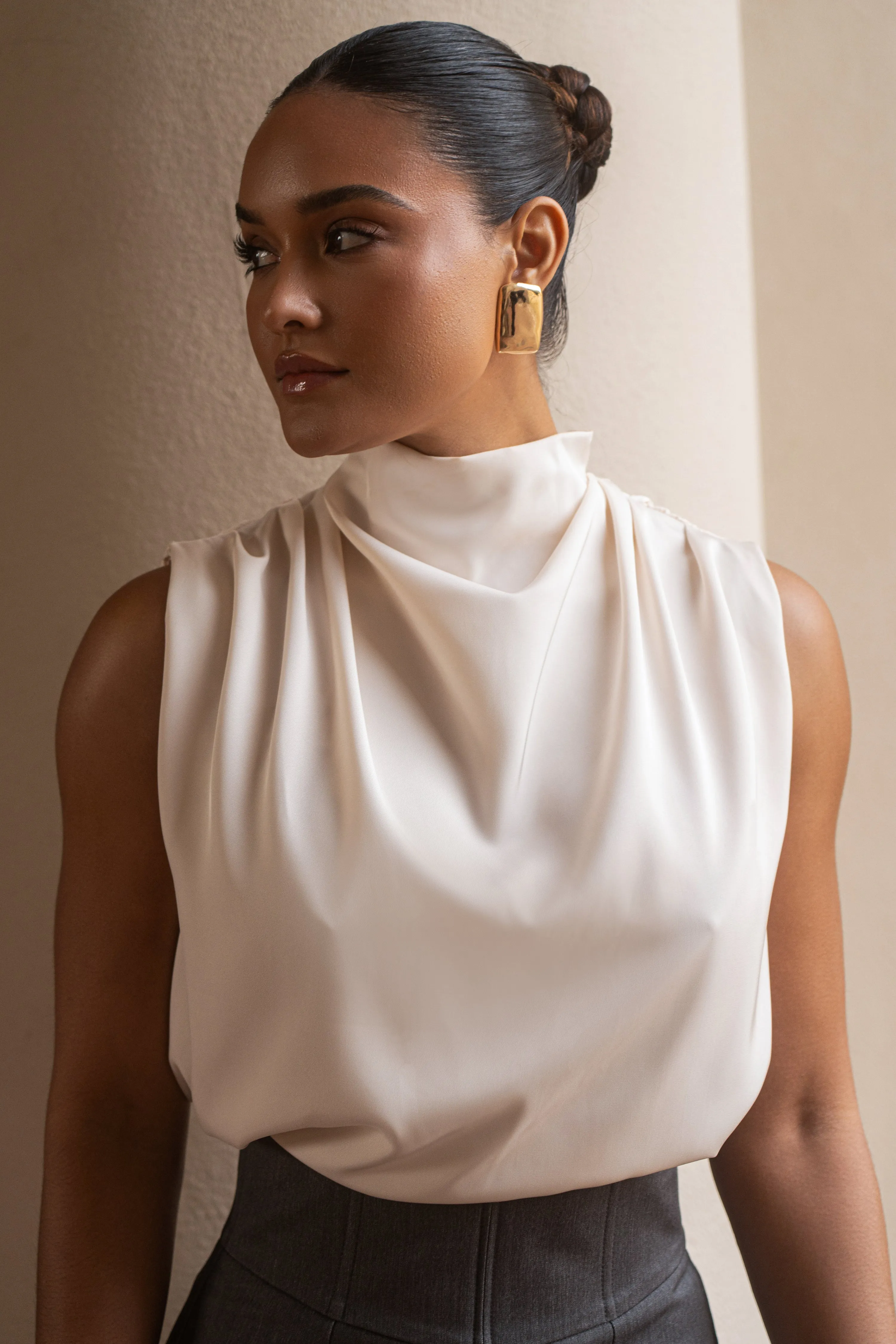 Buttercream Desiree Mock Neck Top