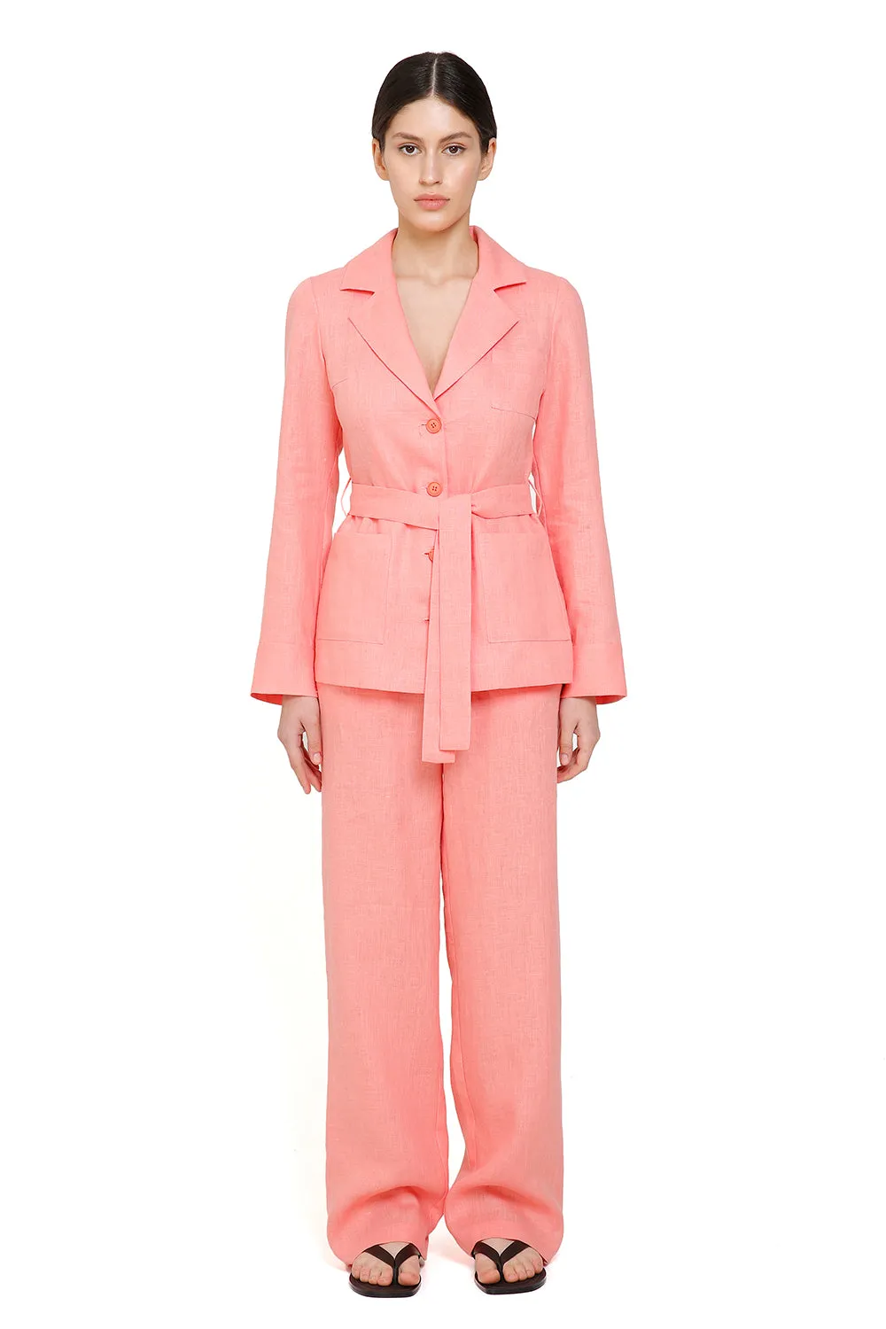 Capri Salmon Linen Set