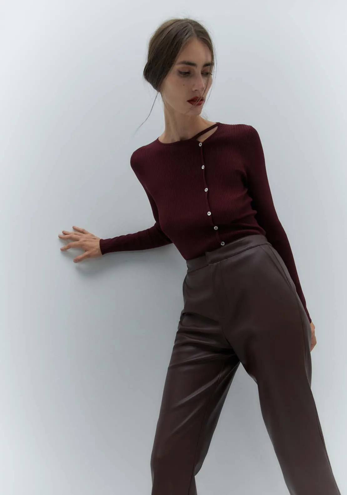 Coloured Chino Trousers - Burgundy
