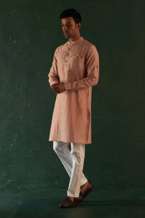 Embroidered Rose Pink Kurta Set