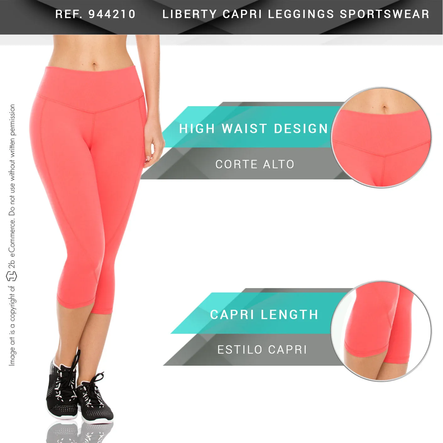 Flexmee 944210 Liberty Capri Polyester Activewear Workout Pants Trousers