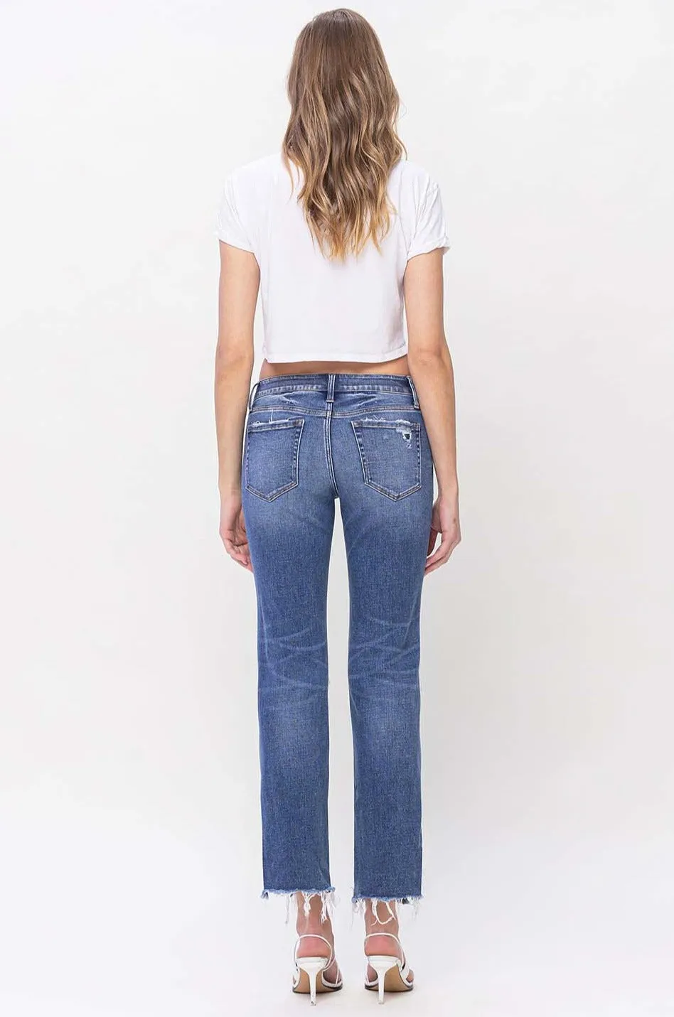 Flying Monkey - Low Rise Distressed Straight Jeans With Paint Speckle Detail / Split Hem - F5218