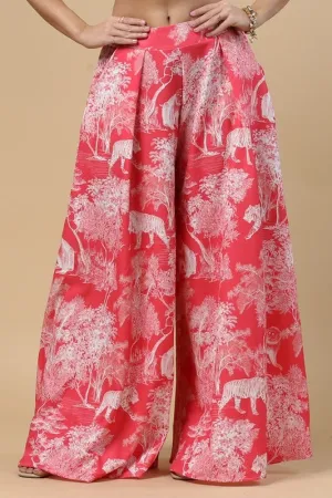FOREST PRINT WIDE LEG PALLAZO PANTS