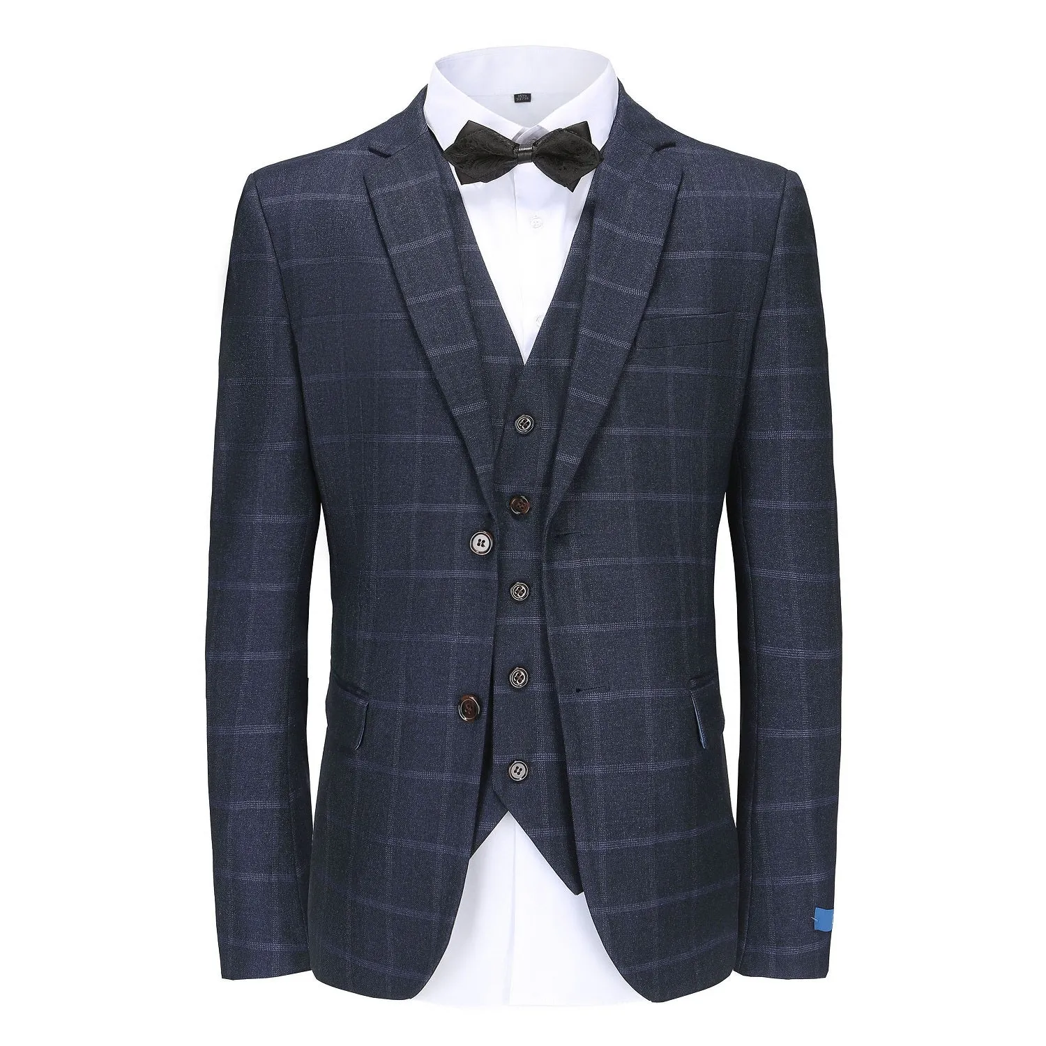Gino Vitale Men's 3-Piece Windowpane Plaid Slim Fit Suit