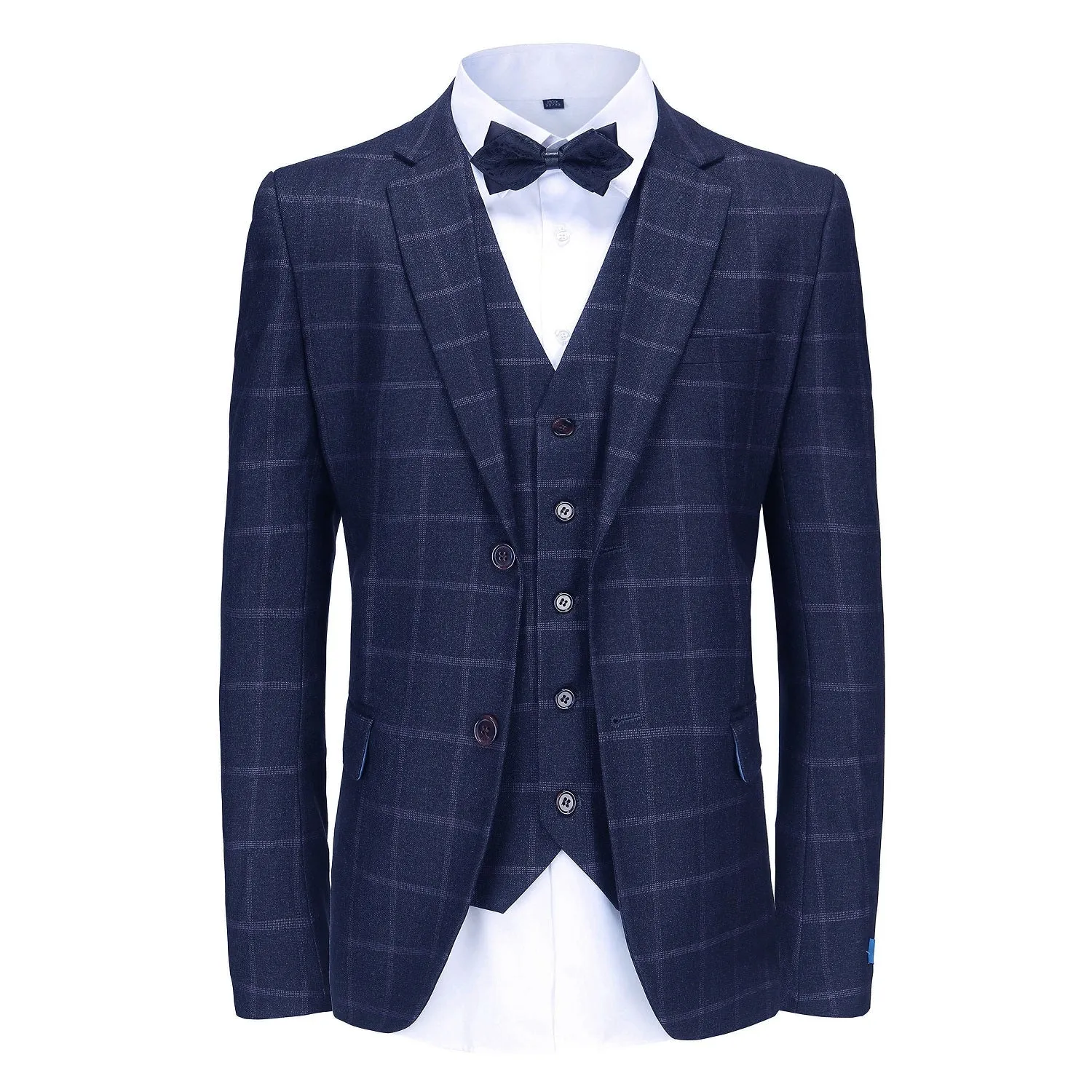 Gino Vitale Men's 3-Piece Windowpane Plaid Slim Fit Suit