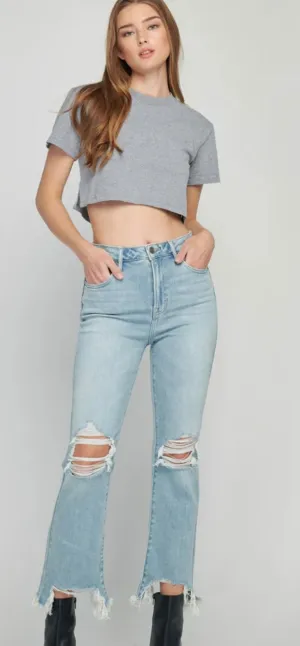 Happi Distressed Crop Denim