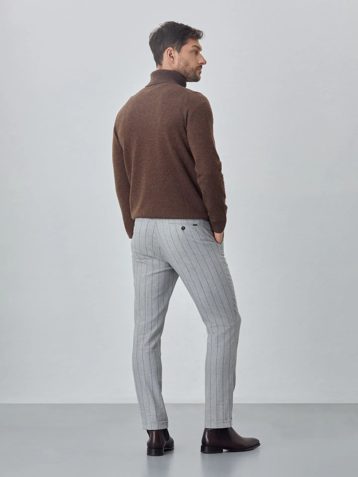 Jogger fit chalk stripes chino trousers
