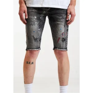 Karter Collection Baylor Charcoal Denim Shorts w/Paint (KARPK-310)