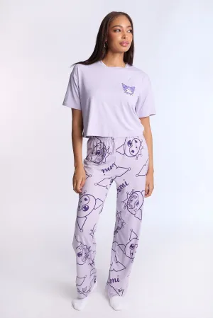 Kuromi Super Soft Pajama Tee And Pants 2-Piece Set