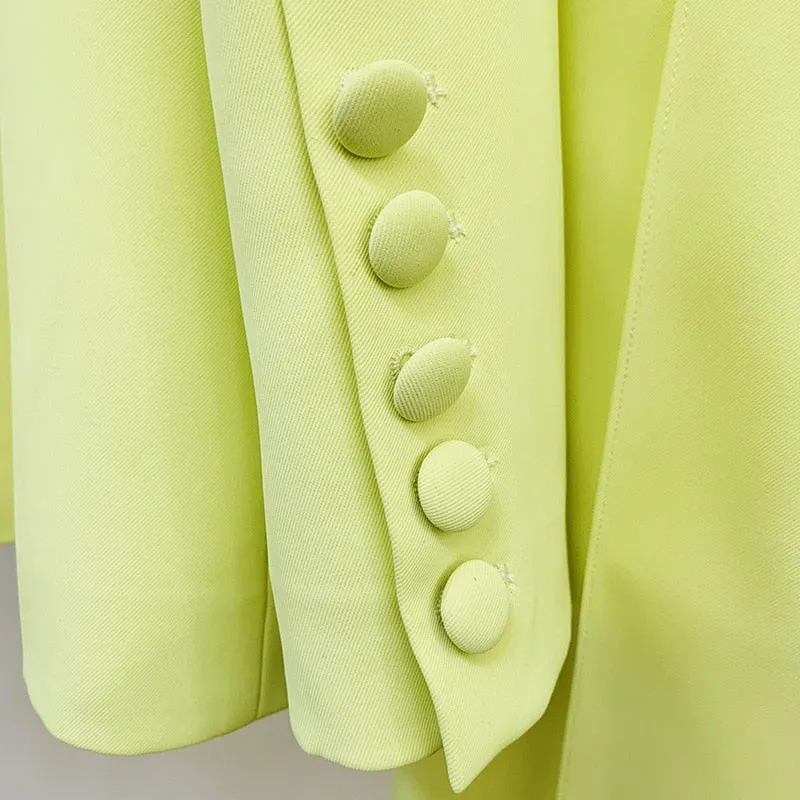 Ladies classy blazer and pants suit two piece set office wear business outfit formal wear single button blazer