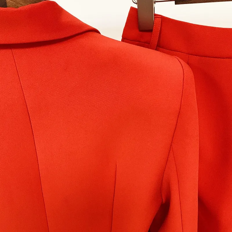 Ladies classy blazer and pants suit two piece set office wear business outfit formal wear single button blazer