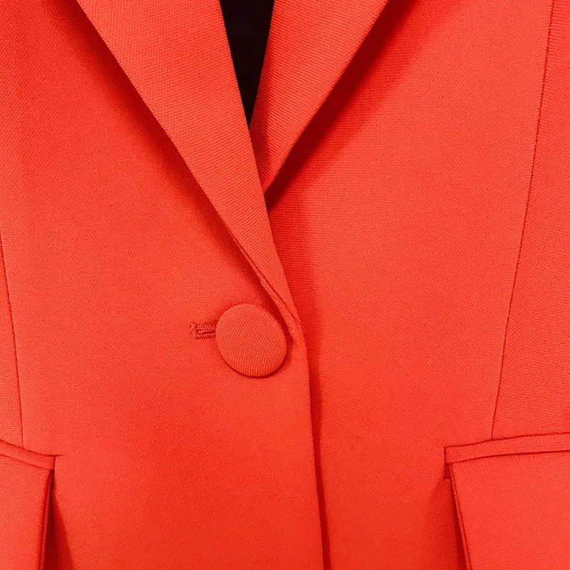 Ladies classy blazer and pants suit two piece set office wear business outfit formal wear single button blazer