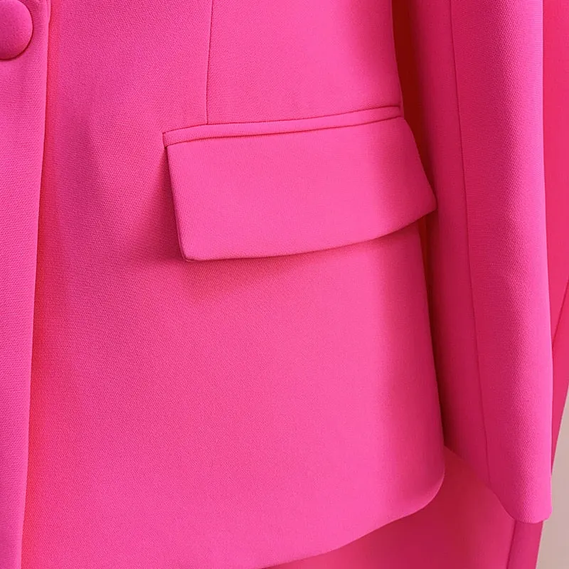 Ladies classy blazer and pants suit two piece set office wear business outfit formal wear single button blazer