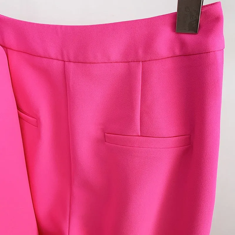 Ladies classy blazer and pants suit two piece set office wear business outfit formal wear single button blazer