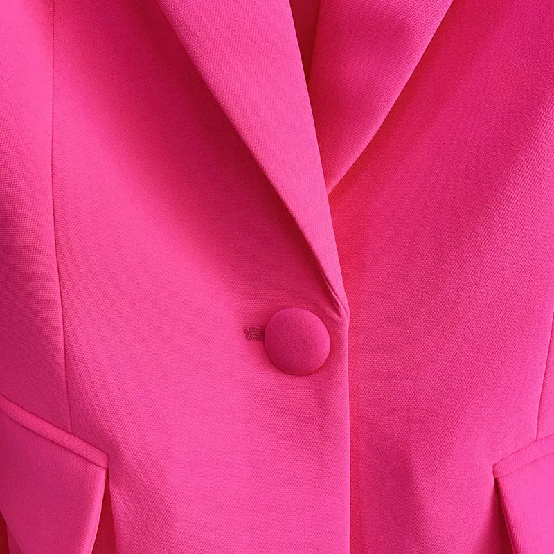Ladies classy blazer and pants suit two piece set office wear business outfit formal wear single button blazer