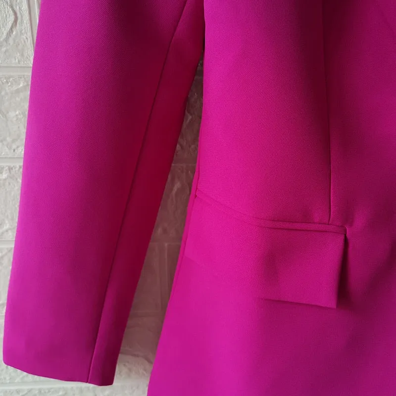 Ladies classy blazer and pants suit two piece set office wear business outfit formal wear single button blazer