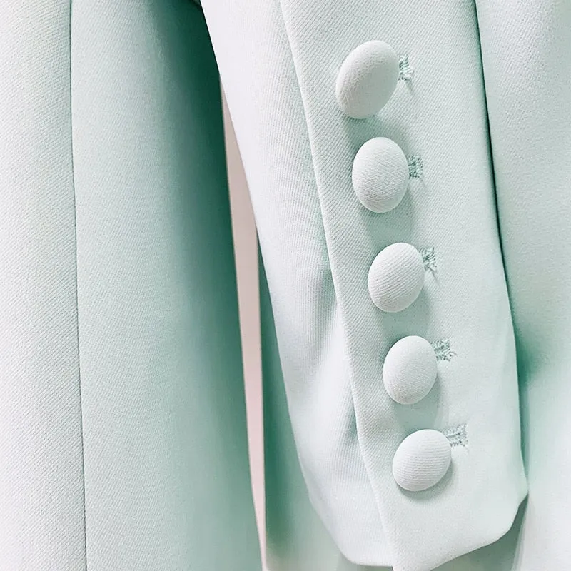 Ladies classy blazer and pants suit two piece set office wear business outfit formal wear single button blazer