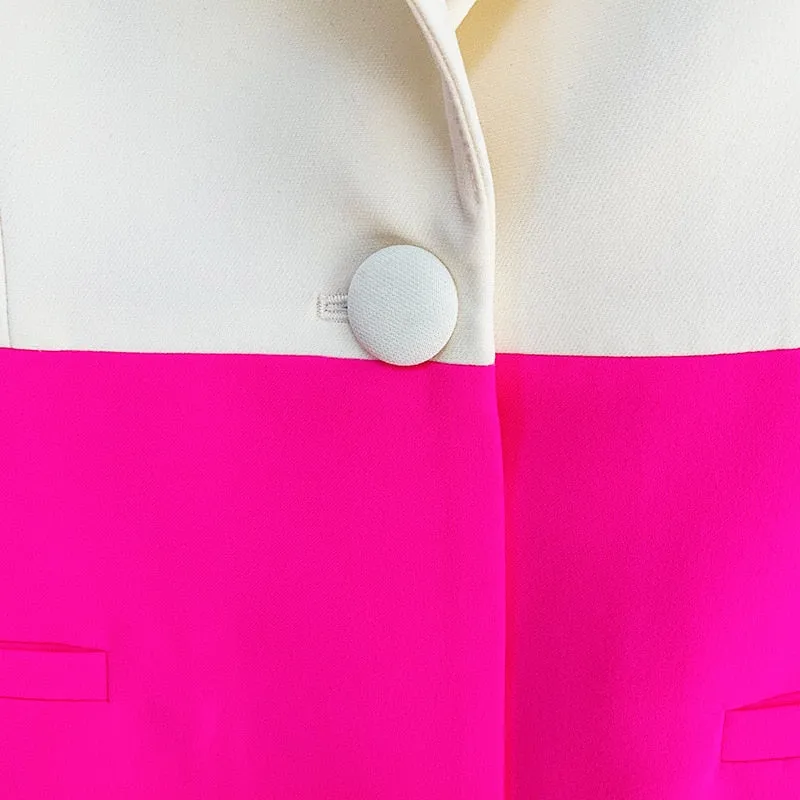 Ladies classy blazer and pants suit two piece set office wear business outfit formal wear single button blazer