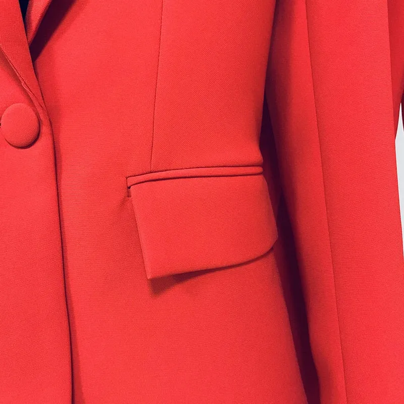 Ladies classy blazer and pants suit two piece set office wear business outfit formal wear single button blazer