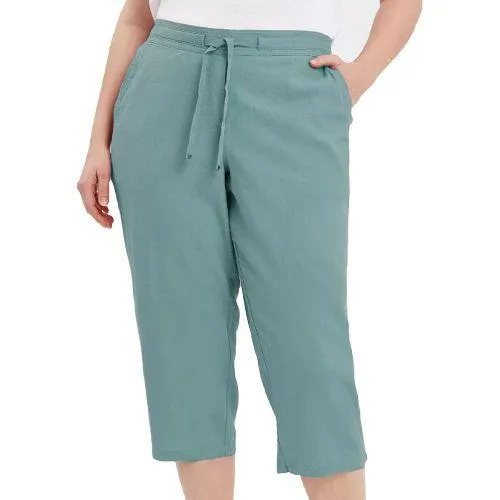 Ladies Linen Cropped Trousers Capri Short Pants
