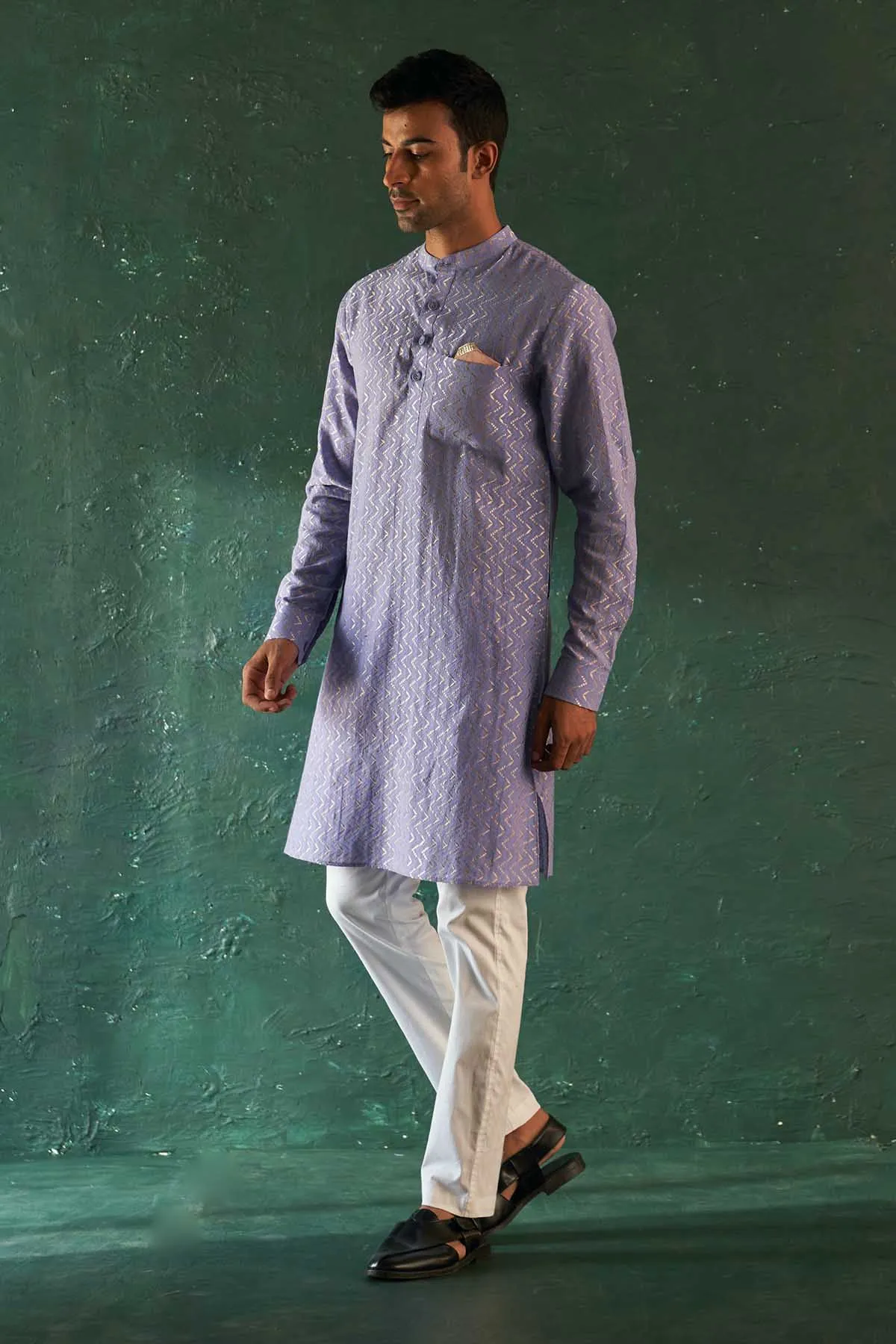 Lavender Thread Work Kurta Set