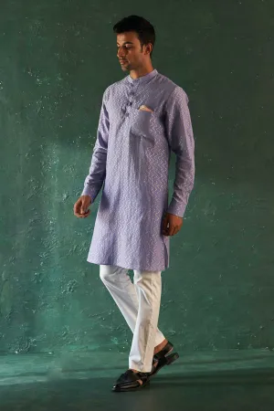 Lavender Thread Work Kurta Set