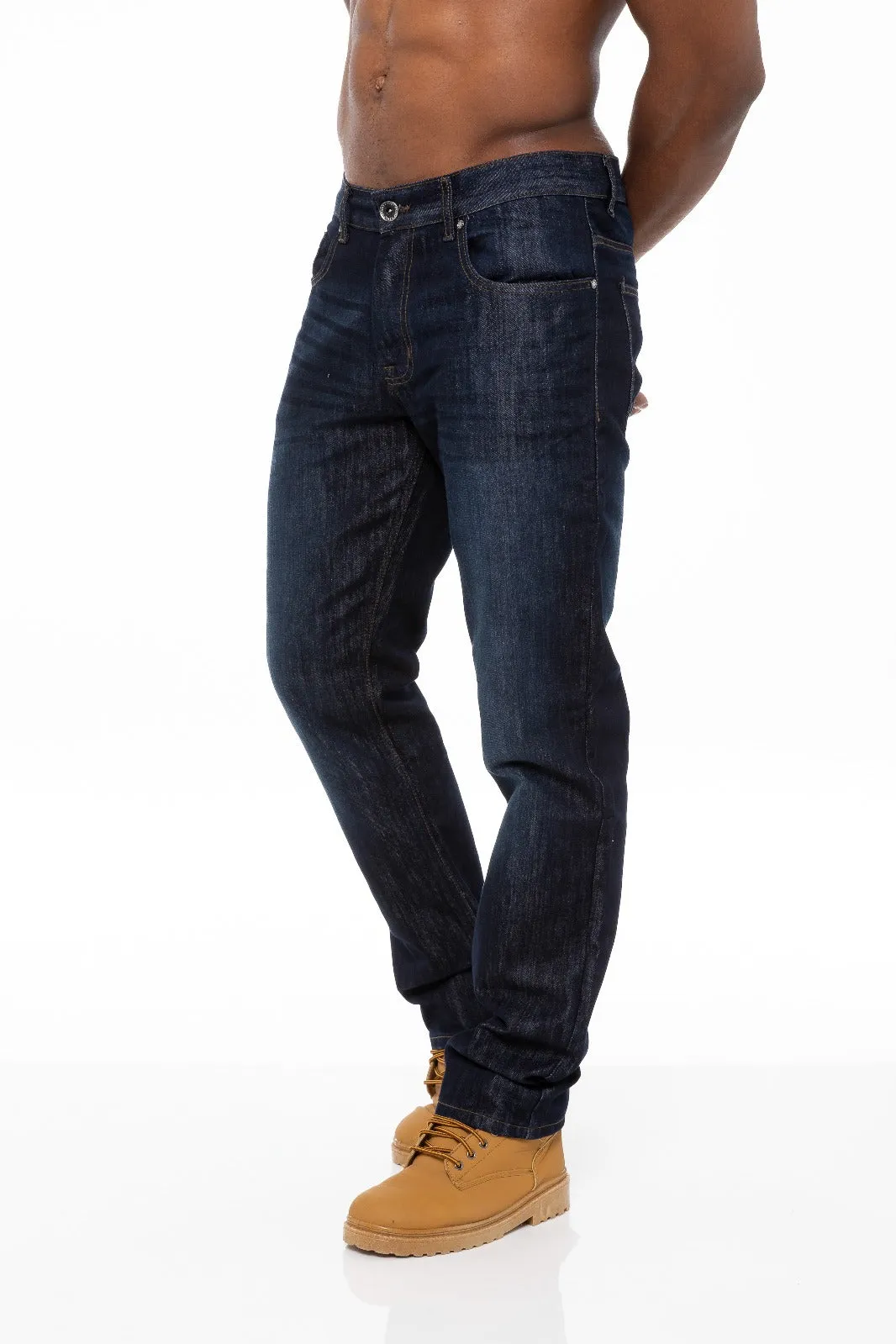 Mens Regular Tapered Fit Enzo Designer Jeans