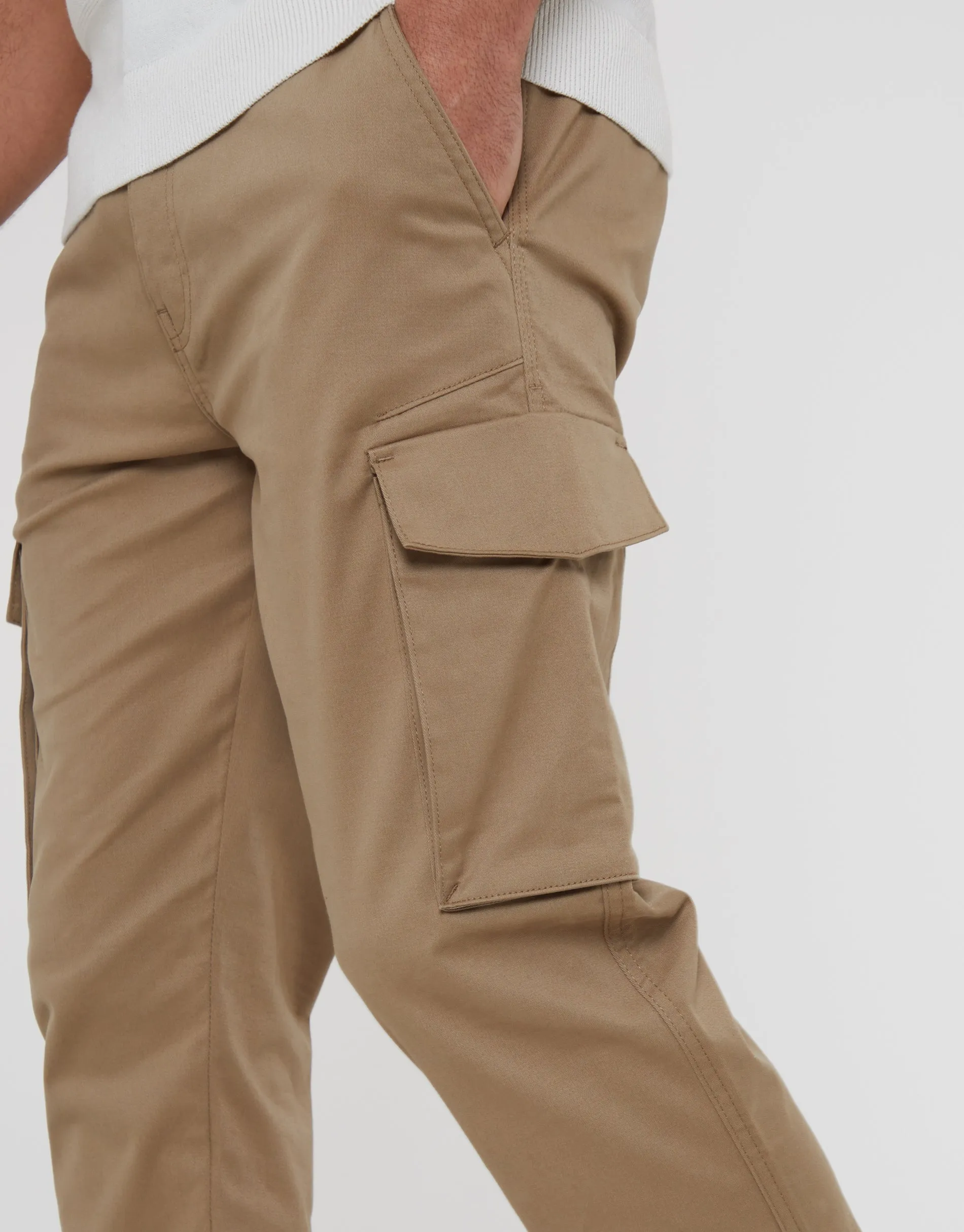 Men's Stone Cargo Chino Trousers