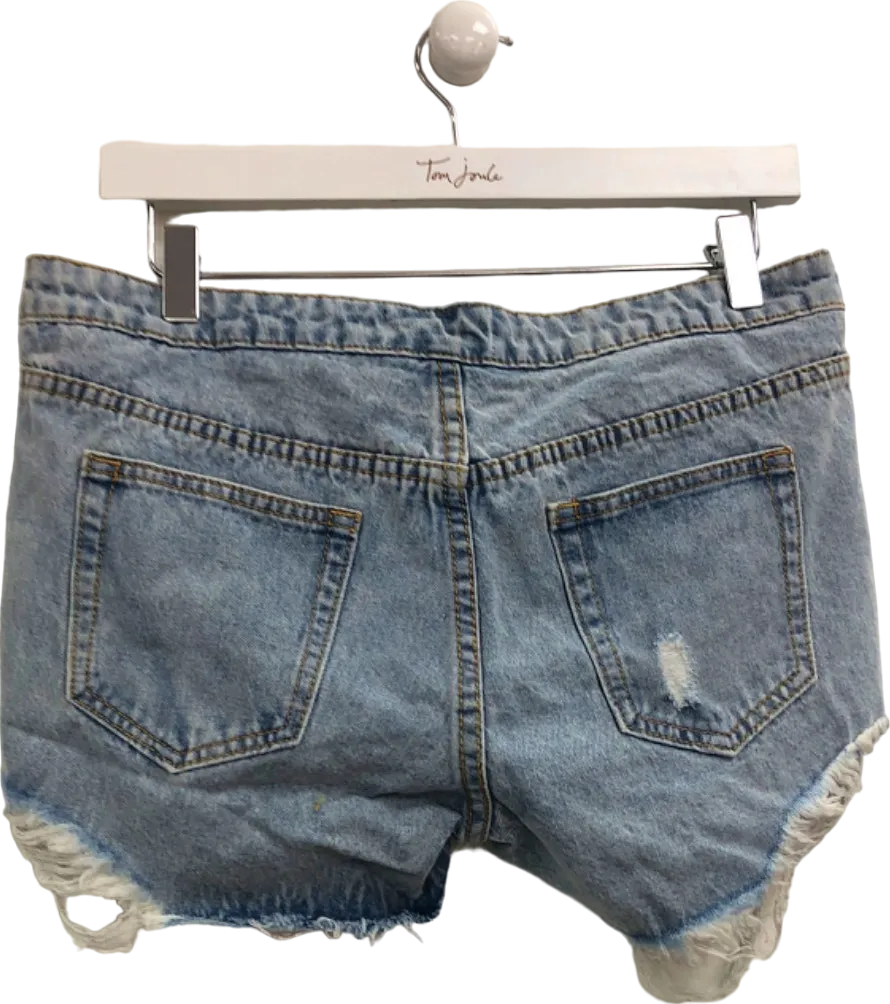 Missguided Blue Distressed Maternity Denim Shorts UK 8