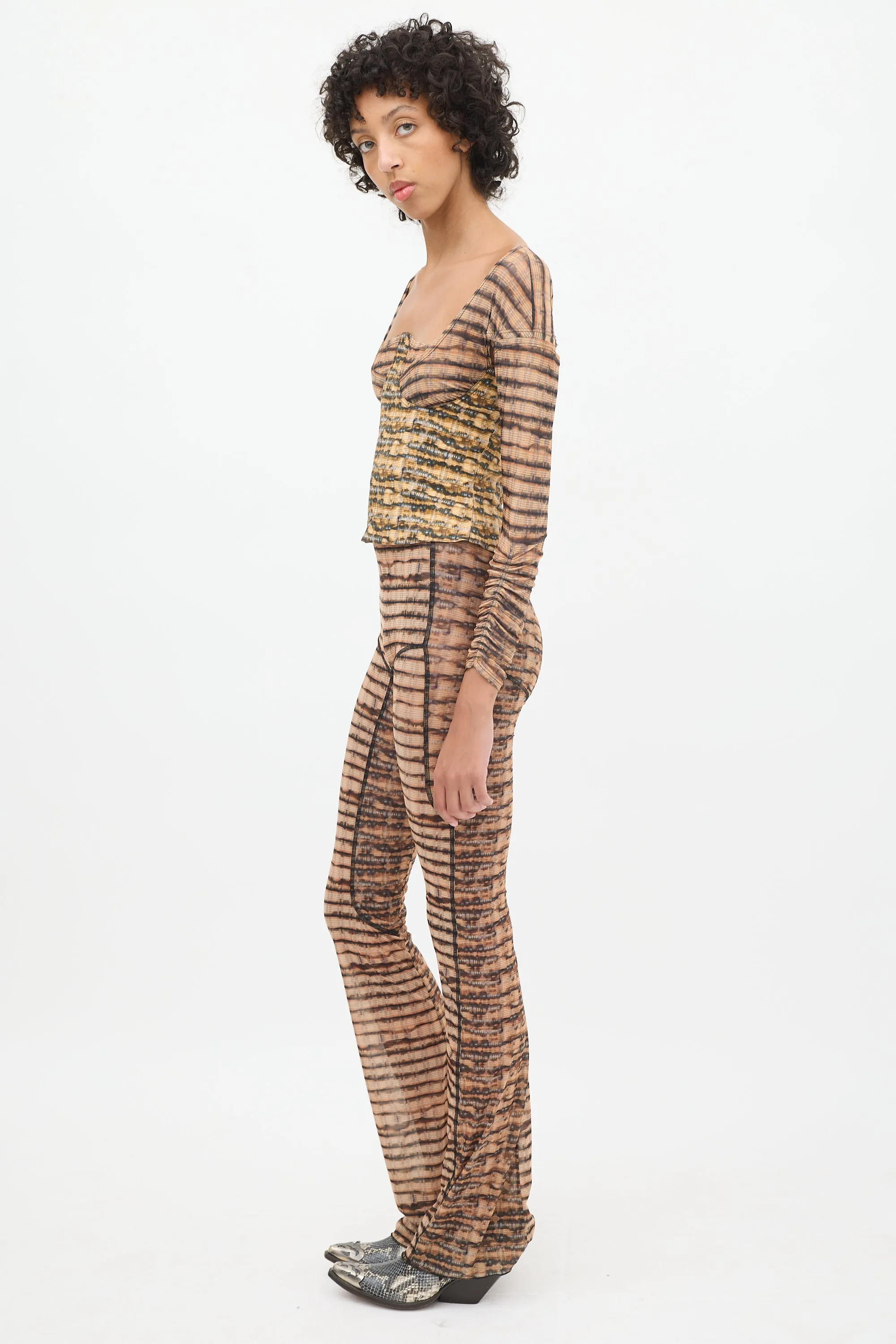 Orange & Multicolour Ink Check Co-Ord Set