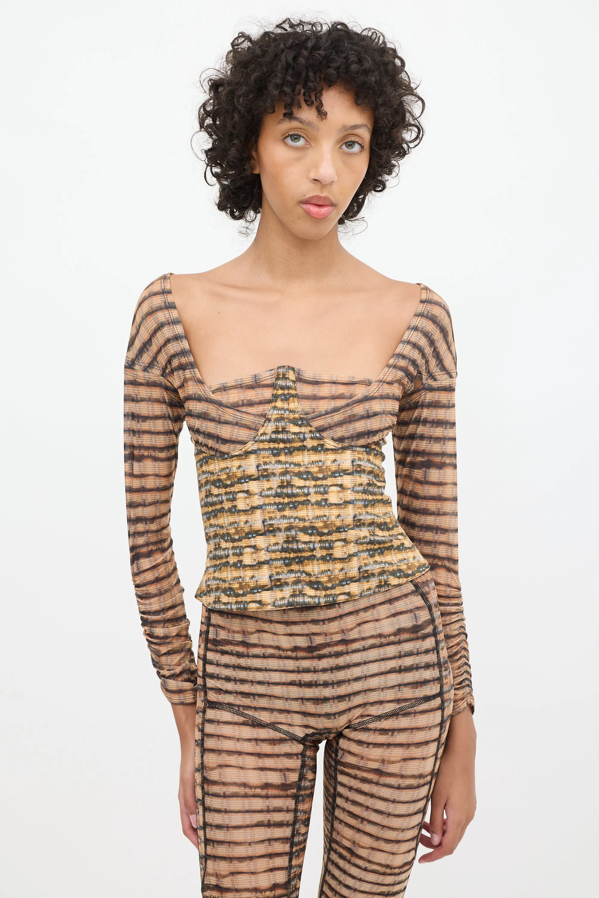 Orange & Multicolour Ink Check Co-Ord Set