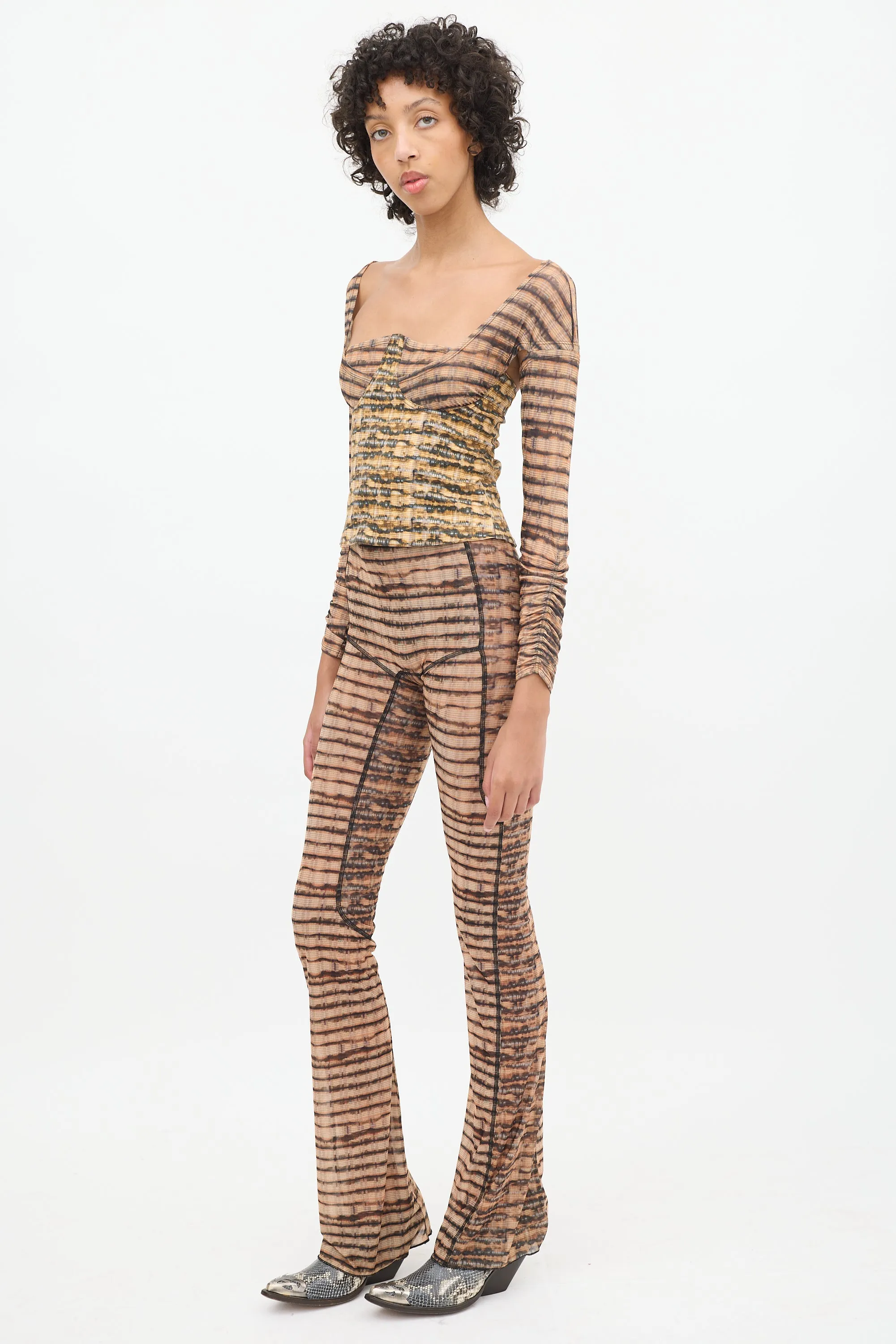 Orange & Multicolour Ink Check Co-Ord Set