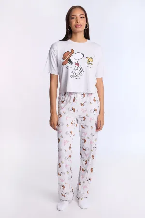 Peanuts Western Super Soft Pajama Tee And Pants 2-Piece Set