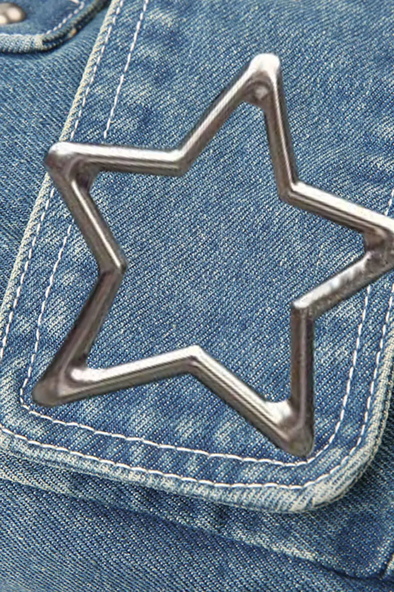 Pentagram Distressed Denim Underarm Bag