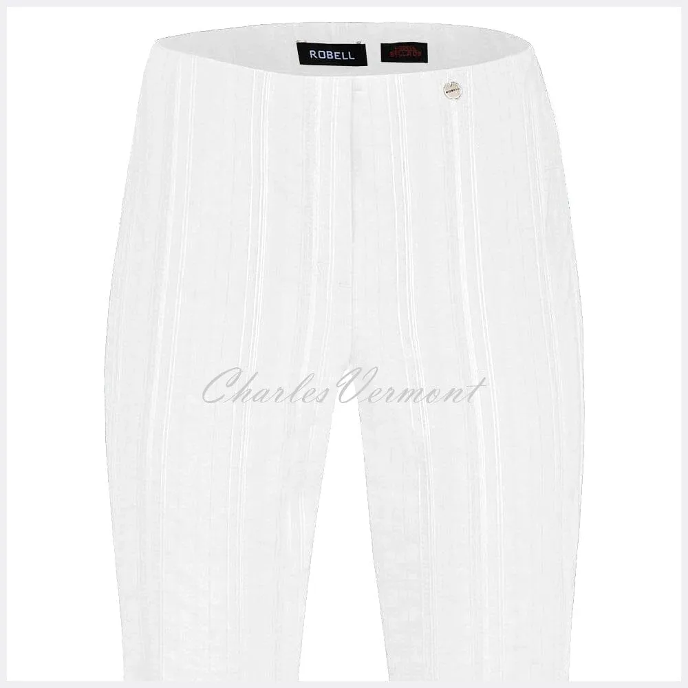 Robell Marie 07 Seersucker Capri Trouser 51576-54554-10 (White)