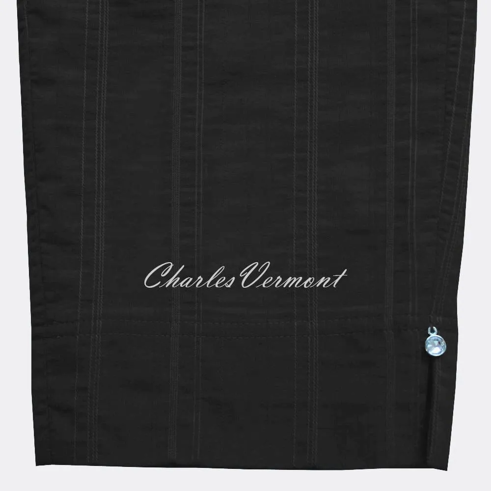 Robell Marie 07 Seersucker Capri Trouser 51576-54554-90 (Black)