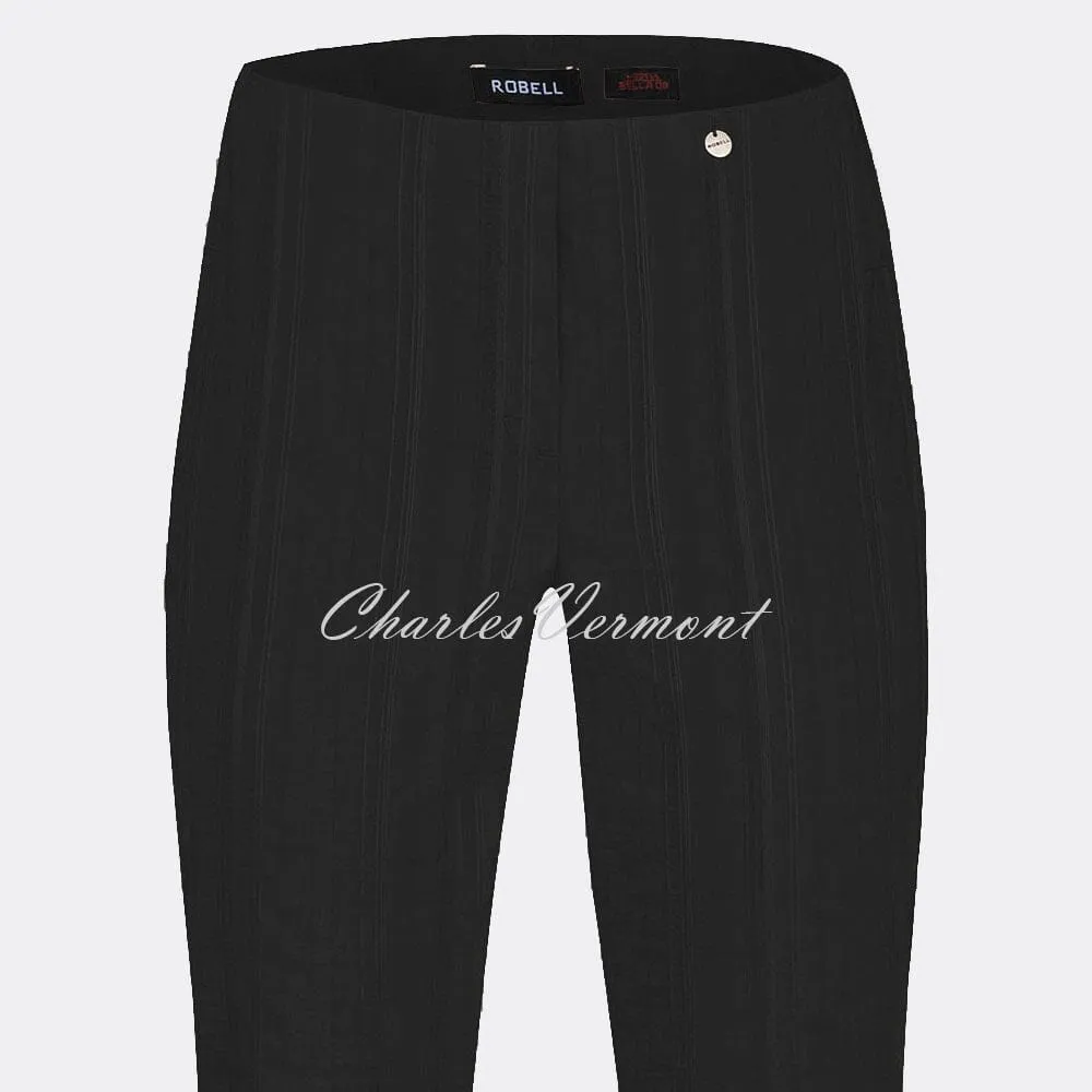 Robell Marie 07 Seersucker Capri Trouser 51576-54554-90 (Black)