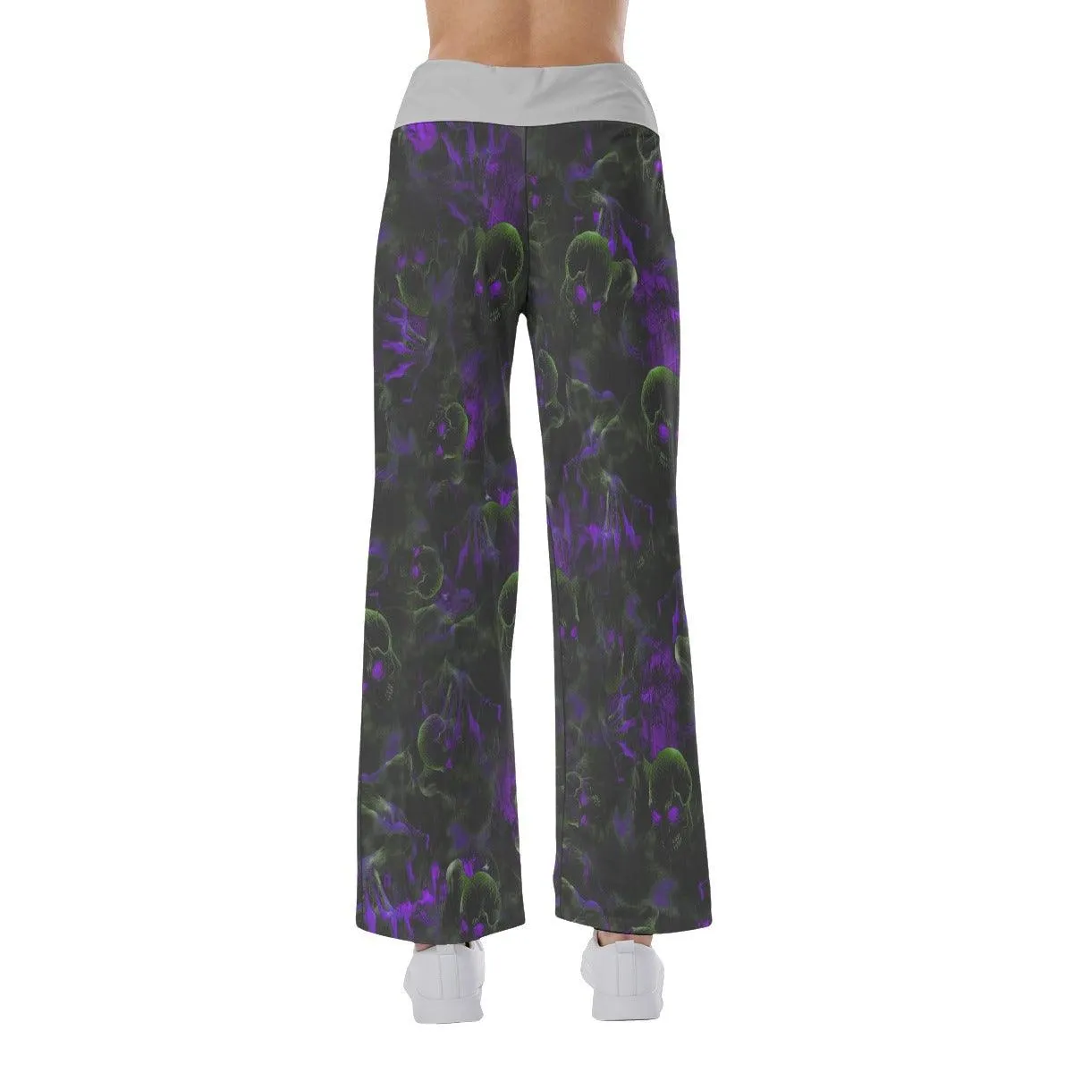 Skull Eye Purple Pajama Pants Print Palazzo Lounge