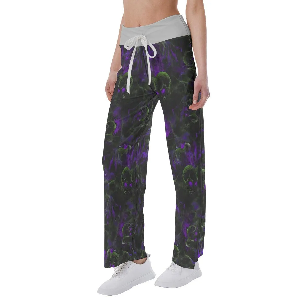 Skull Eye Purple Pajama Pants Print Palazzo Lounge