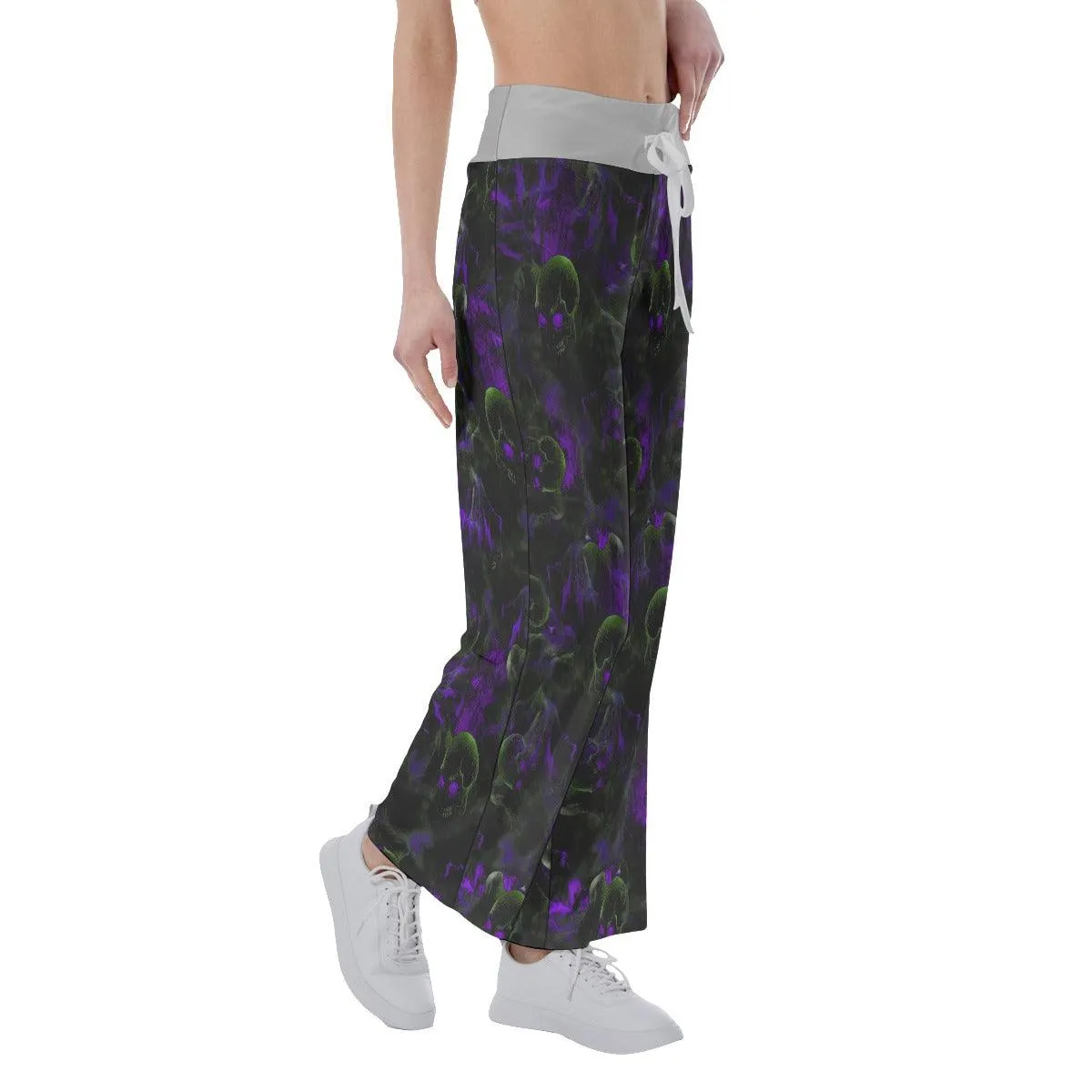 Skull Eye Purple Pajama Pants Print Palazzo Lounge